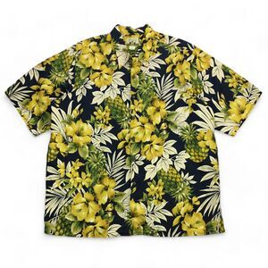 Vintage Reyn Spooner Shirt Mens XL Hawaiian Hibiscus Tropical Pineapple Rayon